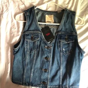 Levi's Blue Denim Button-Down Vest
